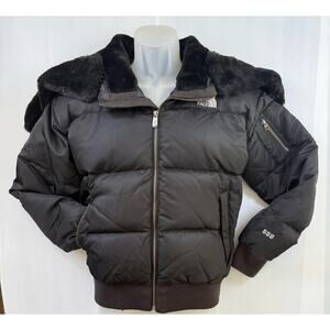THE NORTH FACE Faux Fur Lined Hood Collar 550 Down Jacket Ski Coat Sz Med